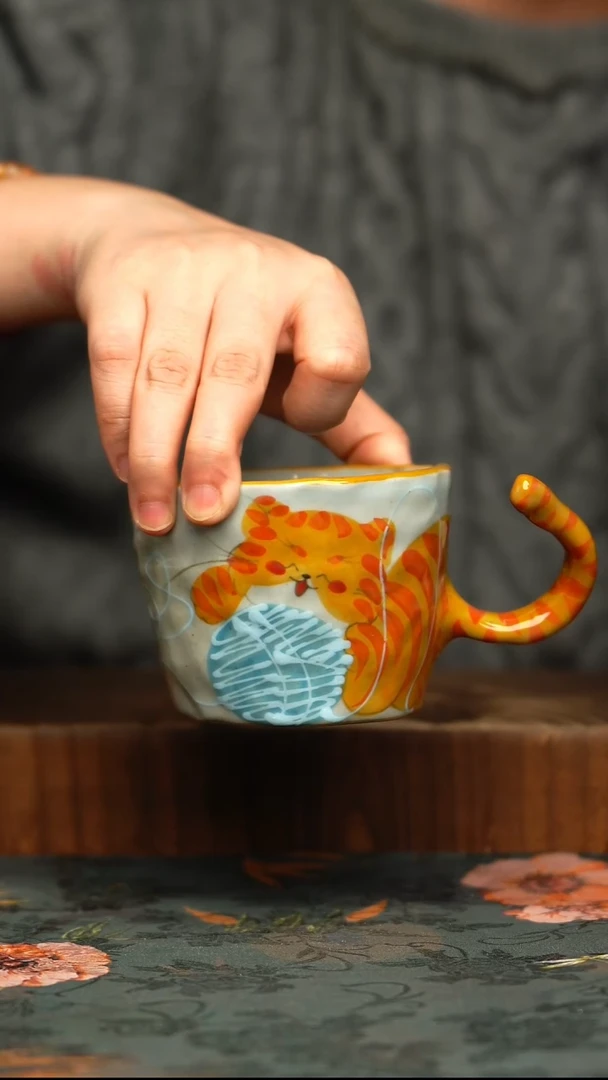 杯釉下彩手工手绘同款陶器