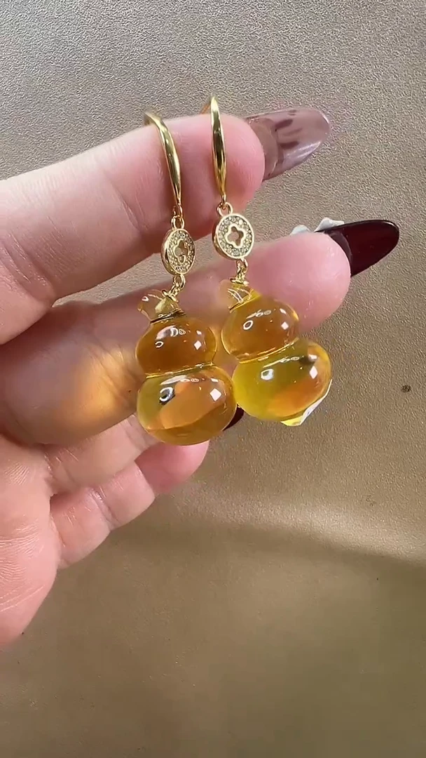 【闪购商品】琥珀耳饰未镶嵌耳环