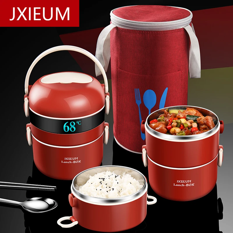 JXIEUM316L不锈钢多层大容量保温饭盒可微波炉加热上班便携早餐盒