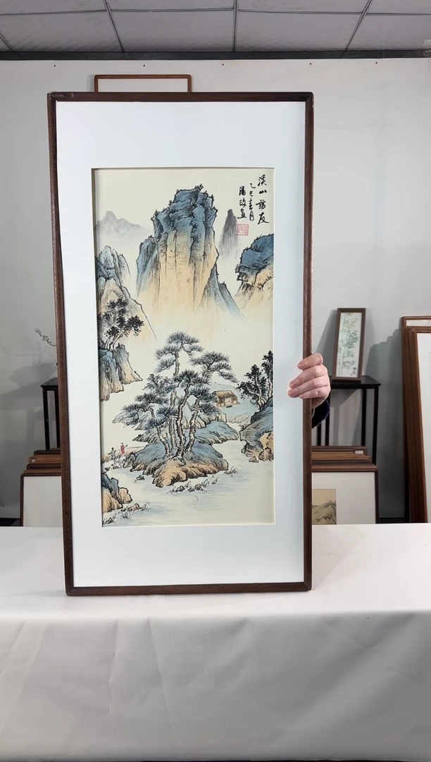 国画手绘*溪山访友*47*92cm