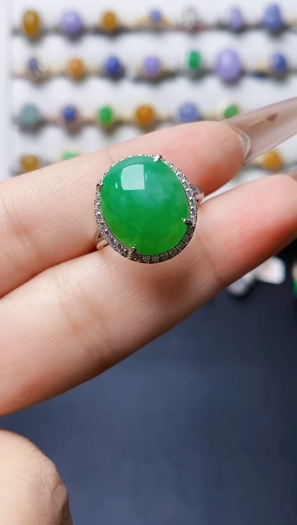 银S925镶嵌戒指翡翠0305