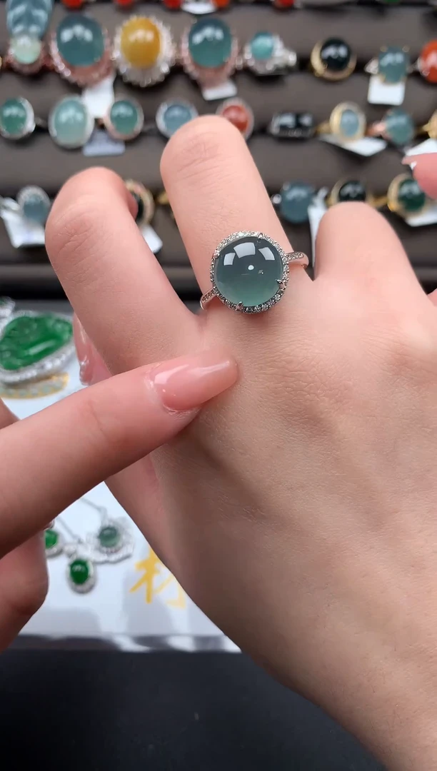 【闪购商品】翡翠戒指银S925镶嵌52141
