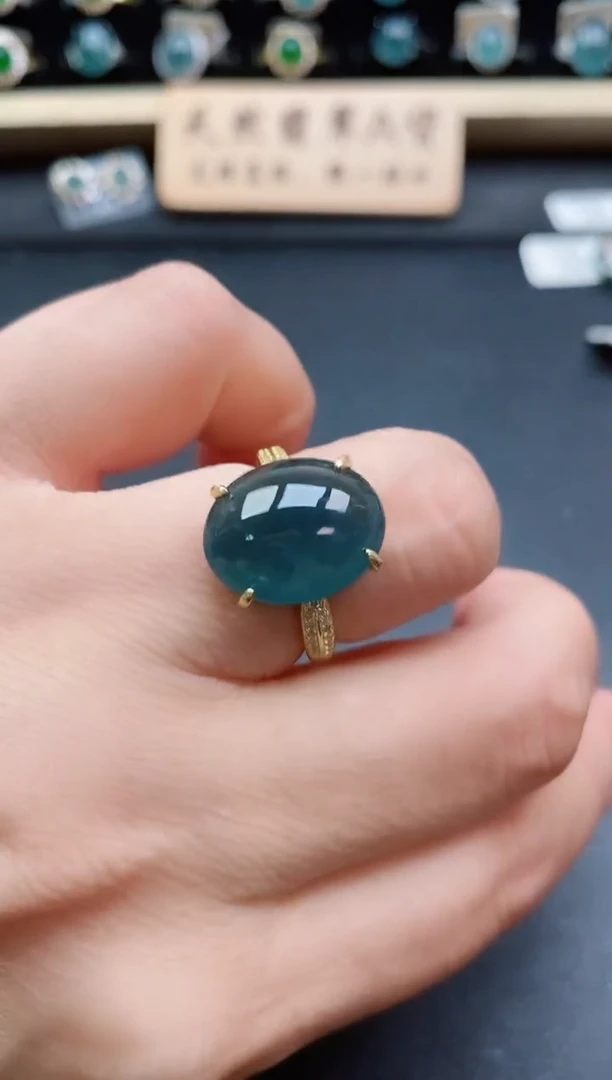 银S925镶嵌戒指翡翠1