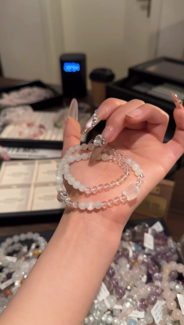 水晶手链合金白月光双圈x1892