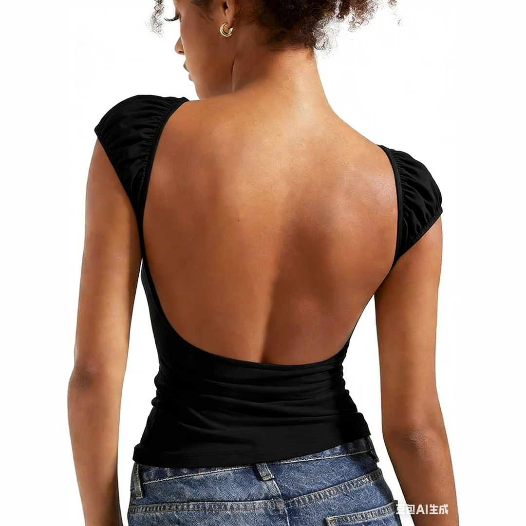 镂空吊带辣妹风瑜伽欧美极简风修身型挂脖修身背心通勤运动健身