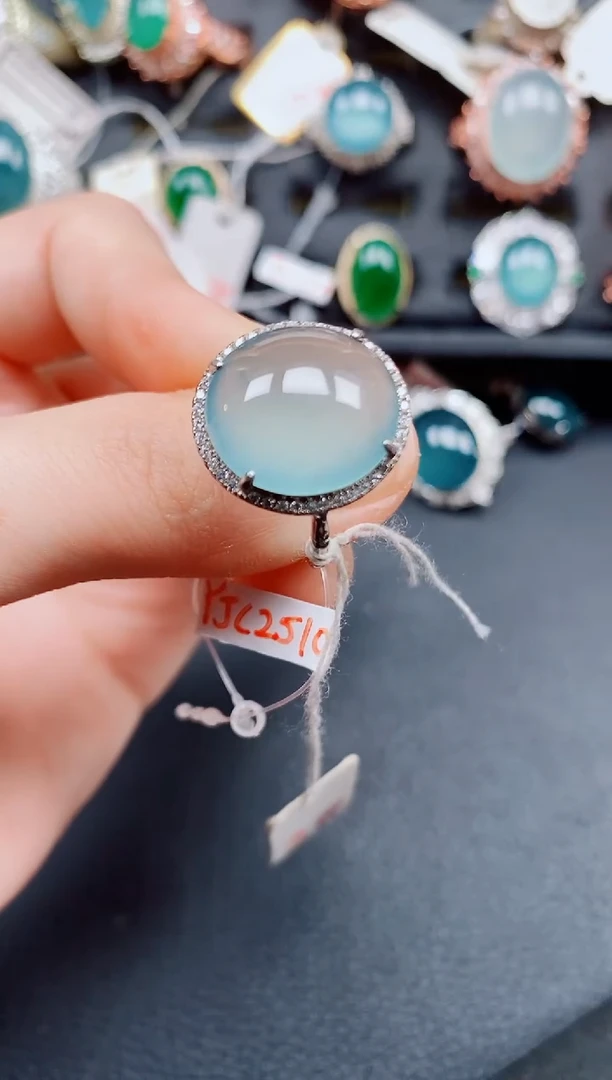 银S925镶嵌戒指翡翠翡翠