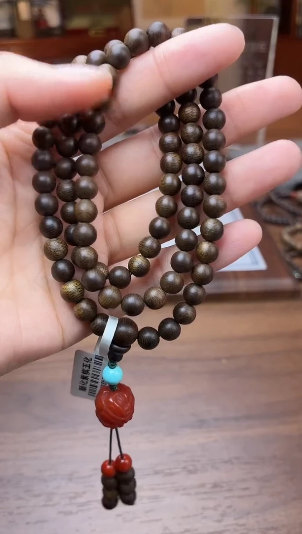 沉香手串沉香【非遗】顺化紫棋玉化料06三圈沉水设计