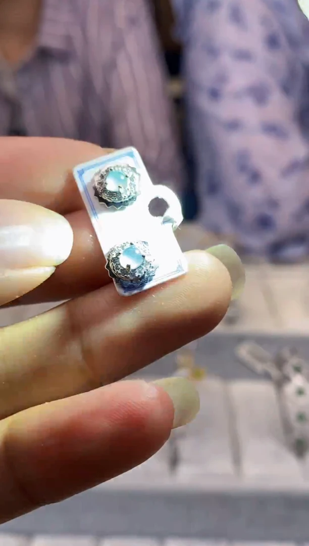 翡翠银S925镶嵌耳饰天然翡翠拍一发一多样性发货