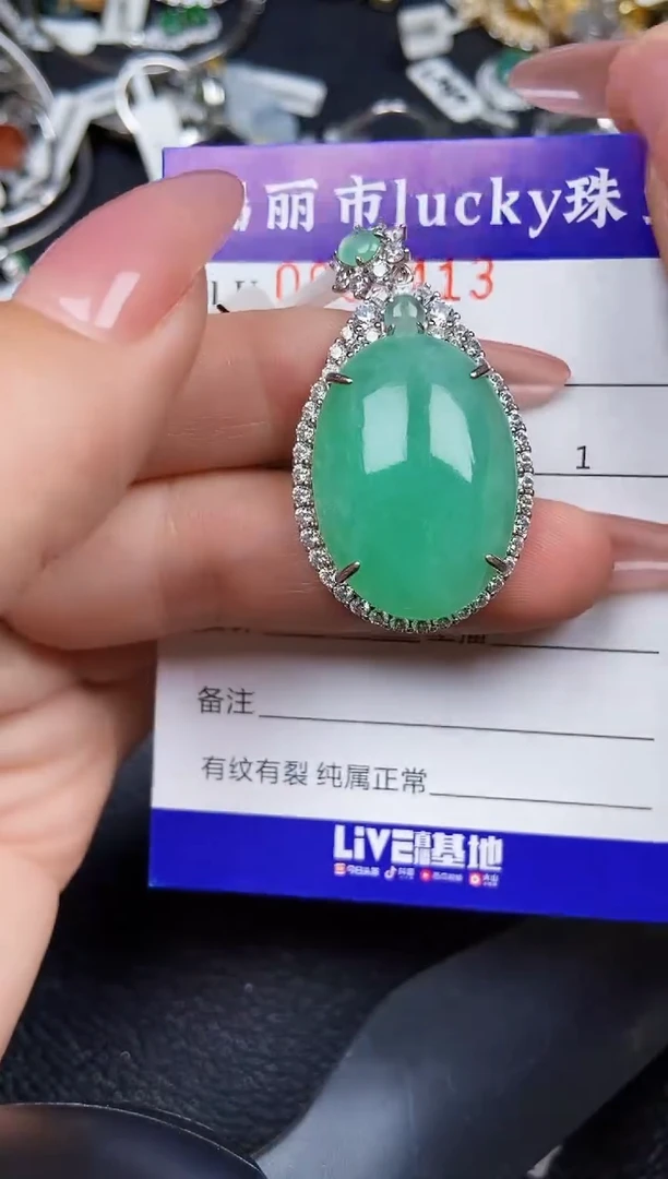 翡翠银S925镶嵌颈饰6413