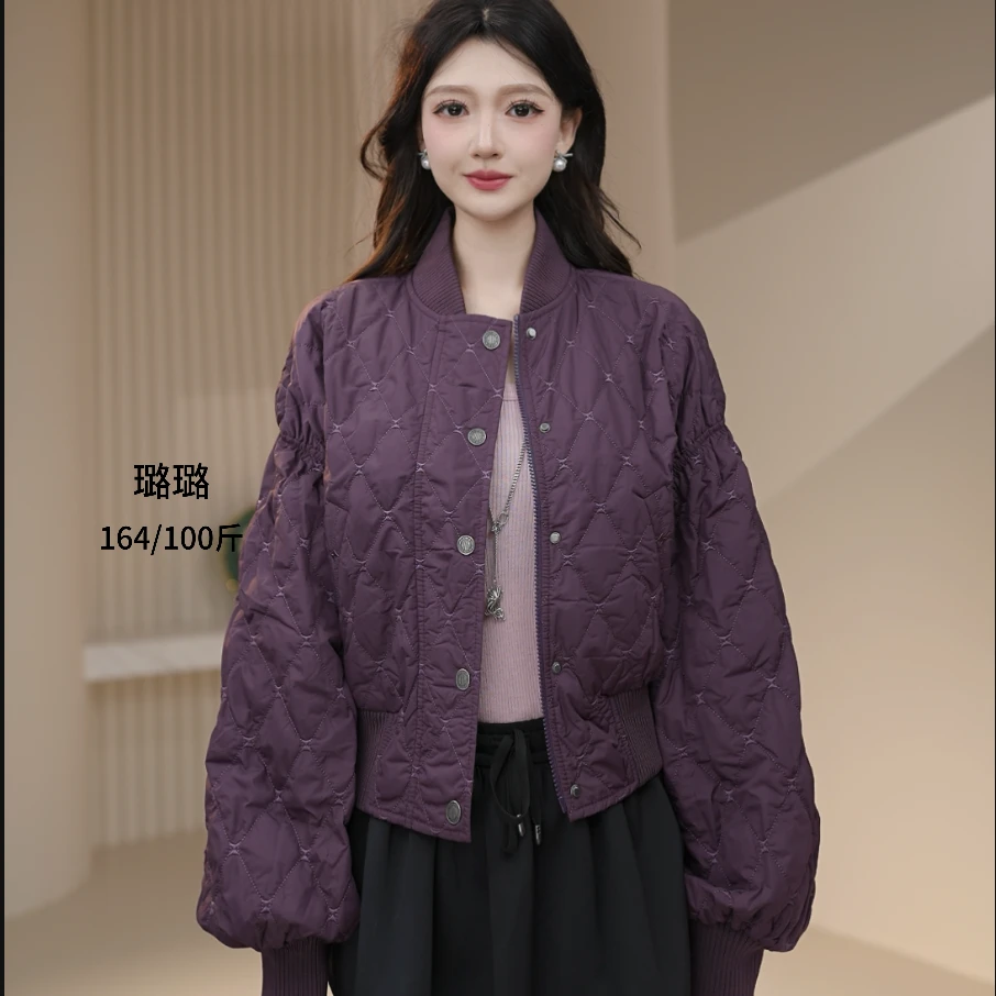 AMASS/阿玛施25年冬季新款菱格棒球领新雪丽棉衣外套秋冬5400844