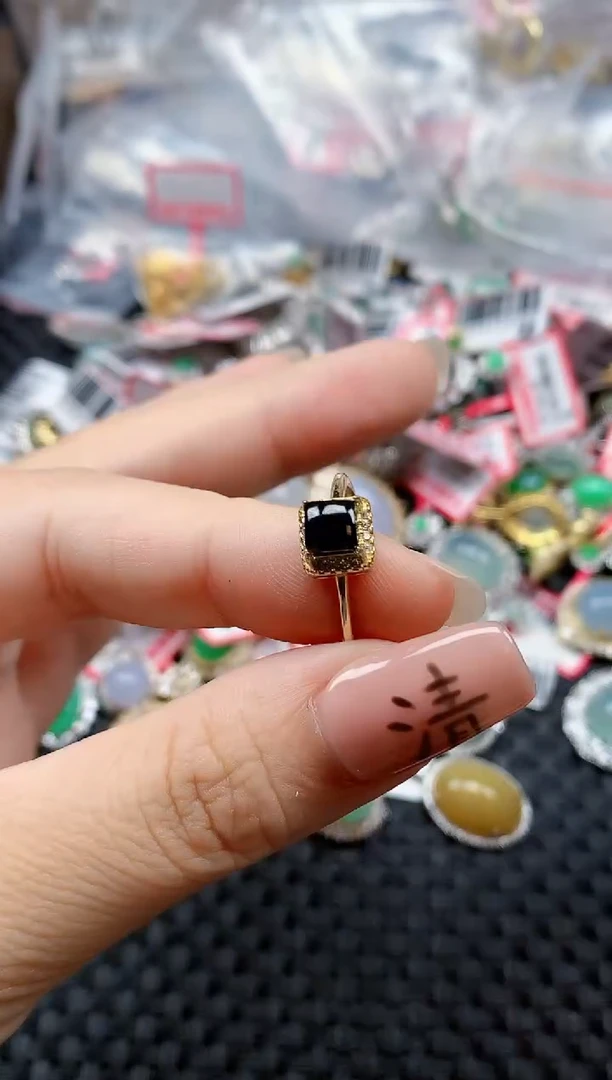 银S925镶嵌戒指翡翠天然A货缅甸翡翠