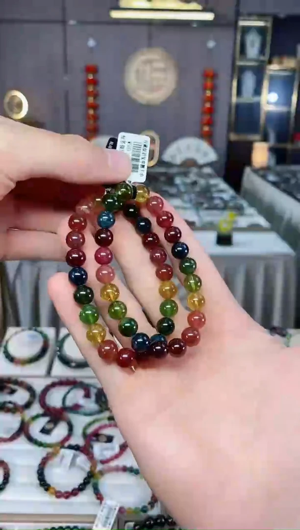 未镶嵌收藏级老矿碧玺单圈手串8mm+碧玺xion多样性发货一条