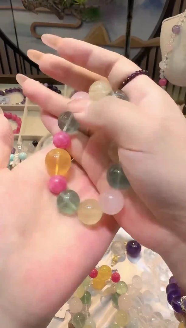 水晶手链未镶嵌黄水晶+绿萤石手链