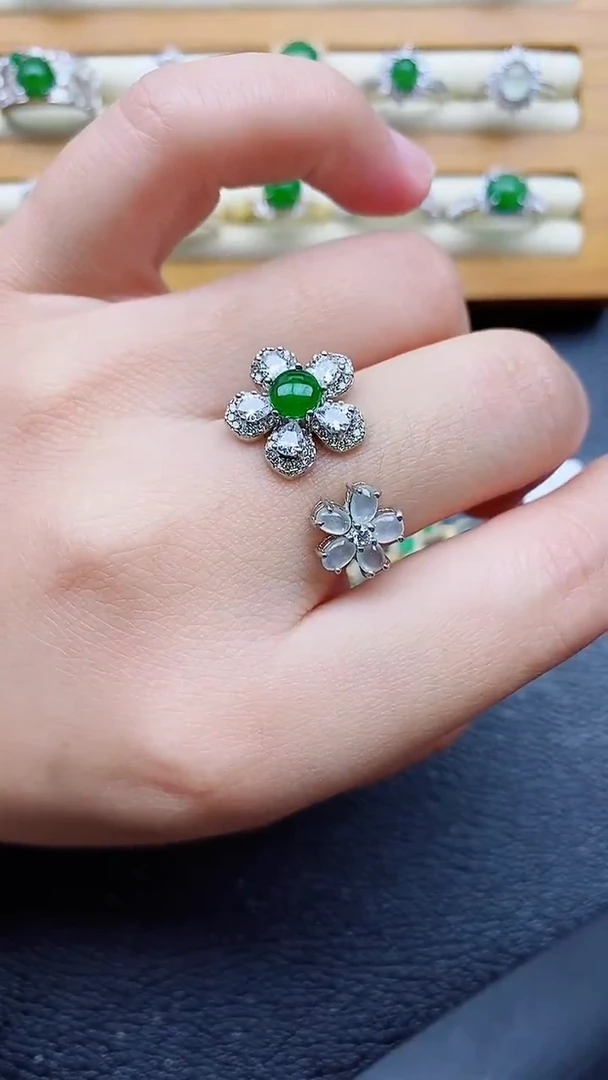 银S925镶嵌戒指翡翠1