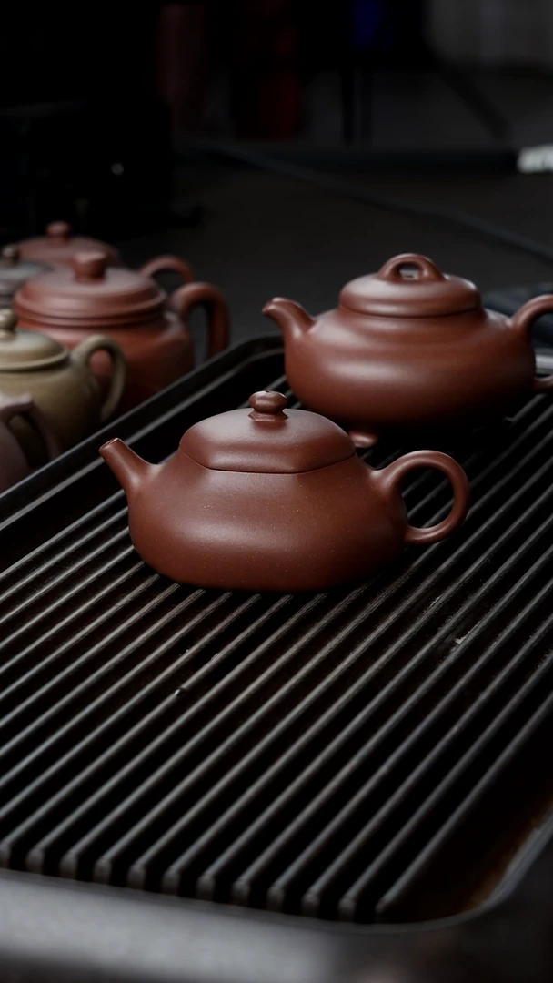 茶壶紫砂紫泥六方静乐半手150