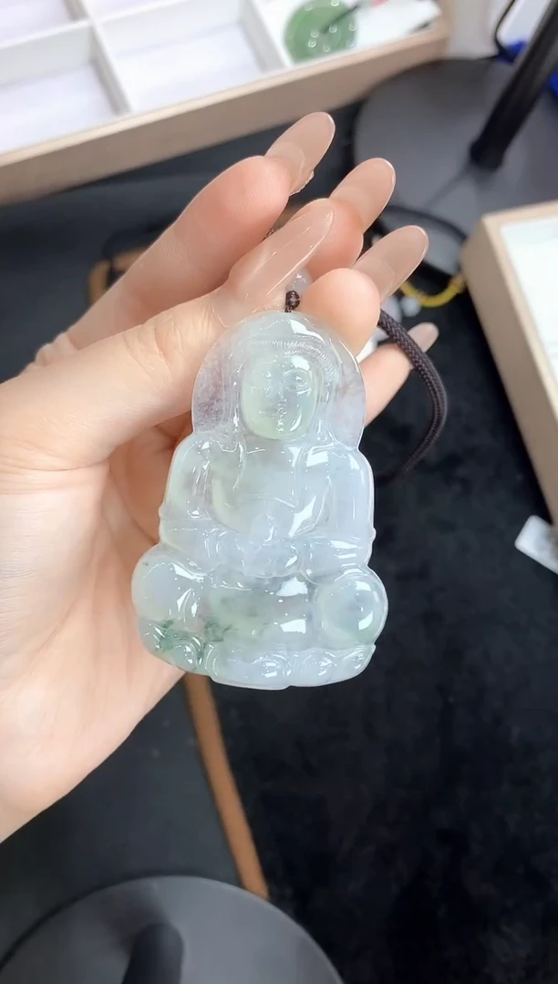 翡翠未镶嵌颈饰YW6004翡翠高冰飘花大观音