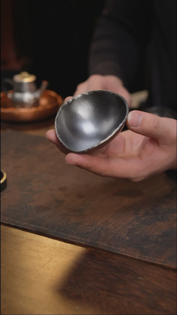 纯锡全手茶荷加厚