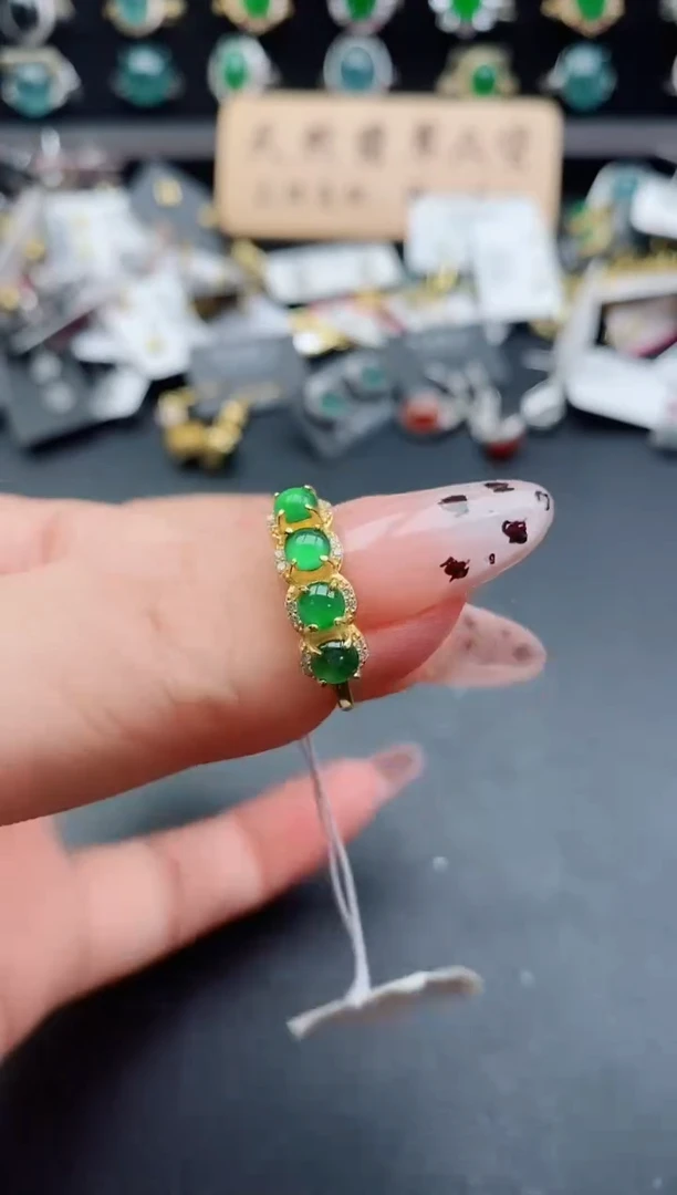 银S925镶嵌戒指翡翠1