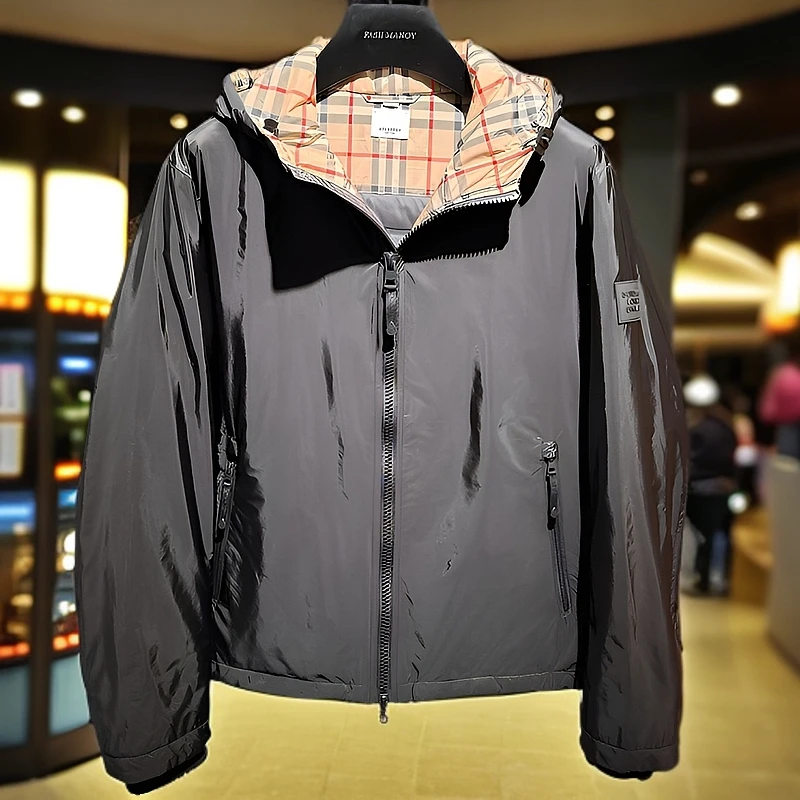 ED男士户外冲锋衣羽绒服休闲连帽运动款男款时尚春季潮流轻薄