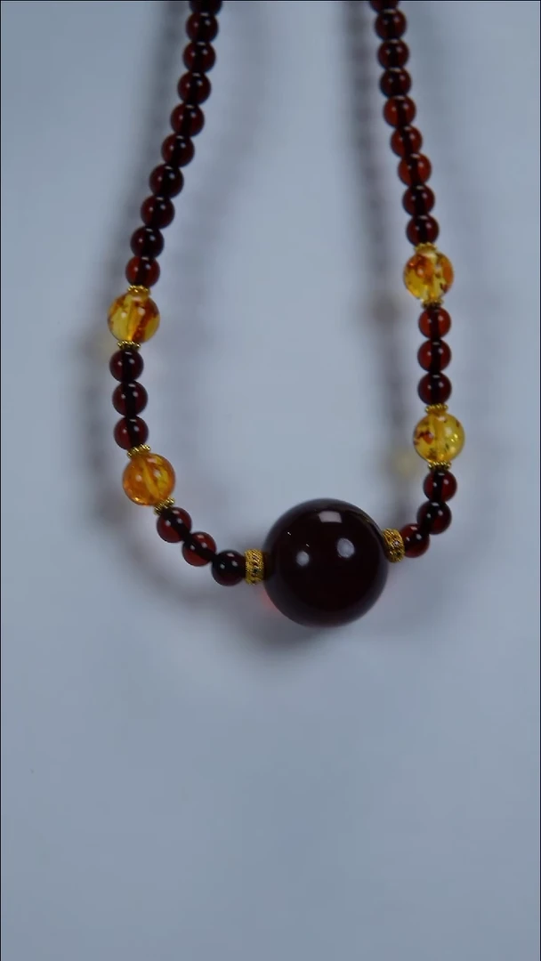 琥珀颈饰未镶嵌缅甸天然琥珀21+单珠血珀设计款锁骨链