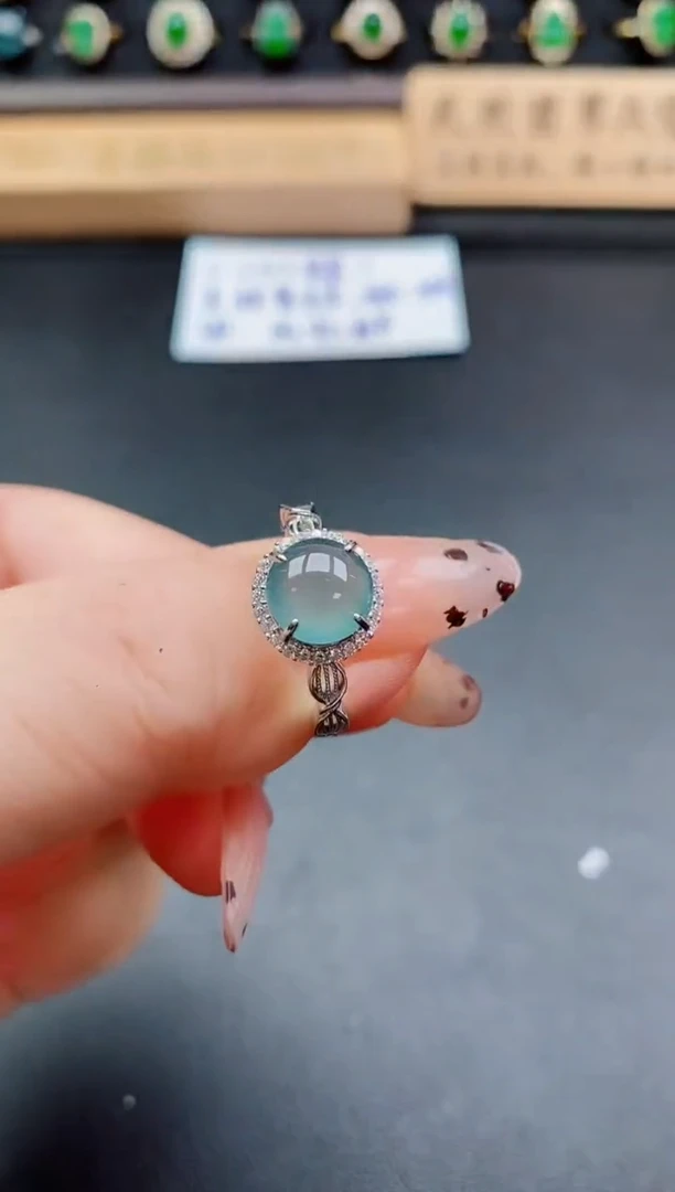 银S925镶嵌戒指翡翠1