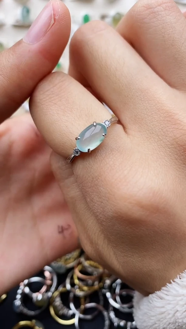 【闪购商品】翡翠戒指银S925镶嵌缅甸翡翠