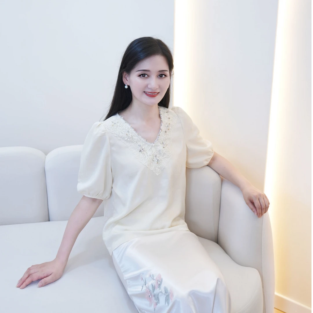 Pink Mary/粉红玛琍宽松休闲风时尚V领短袖TMAOS1022