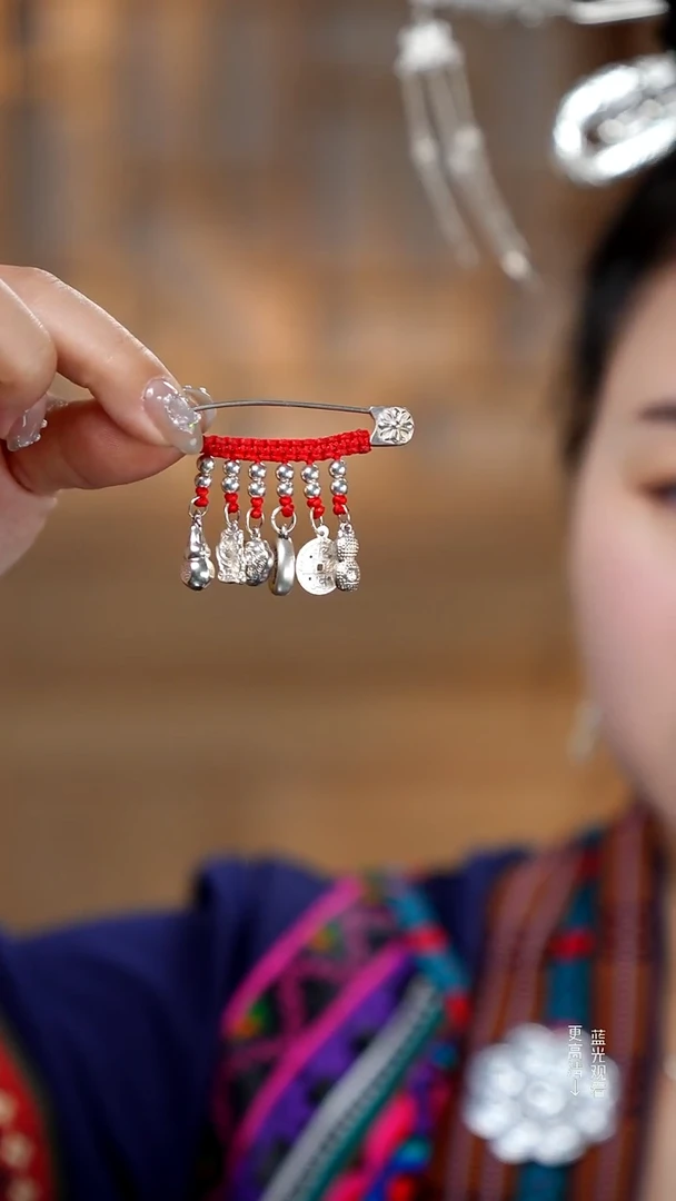 珐琅足银6个吊坠别针