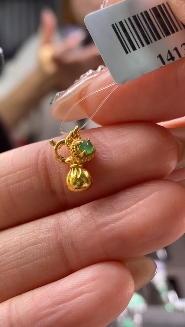 颈饰银S925镶嵌翡翠净货14134