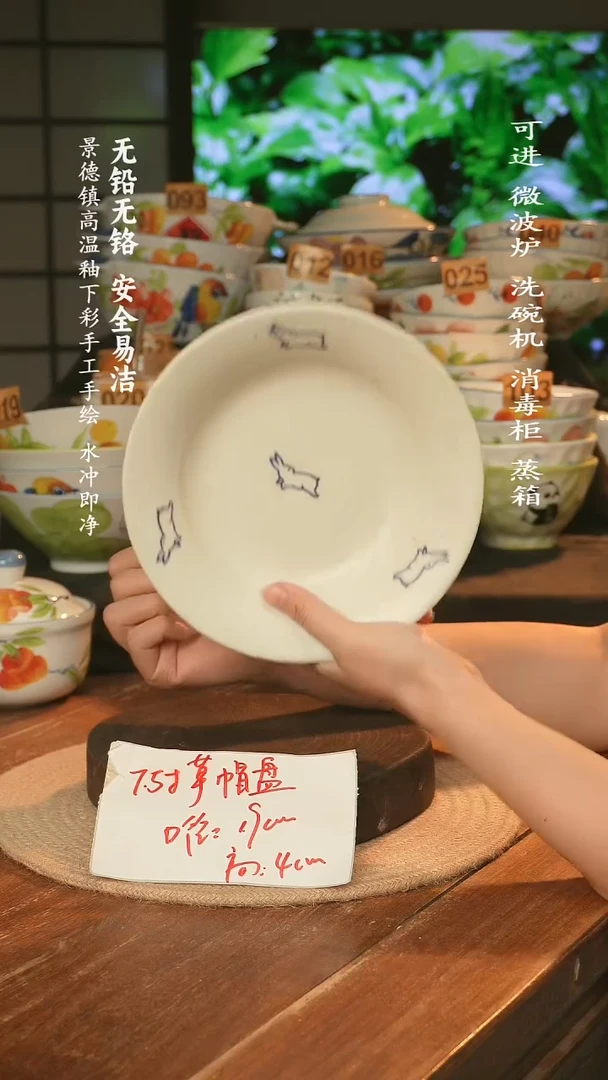 瓷景德镇高温瓷釉下彩手绘陶瓷