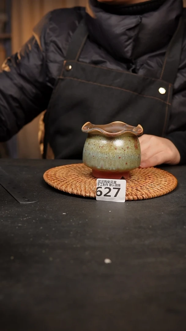 【闪购商品】瓷片627泥泥手工花盆口6高7-8