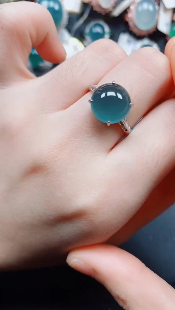 银S925镶嵌戒指翡翠翡翠