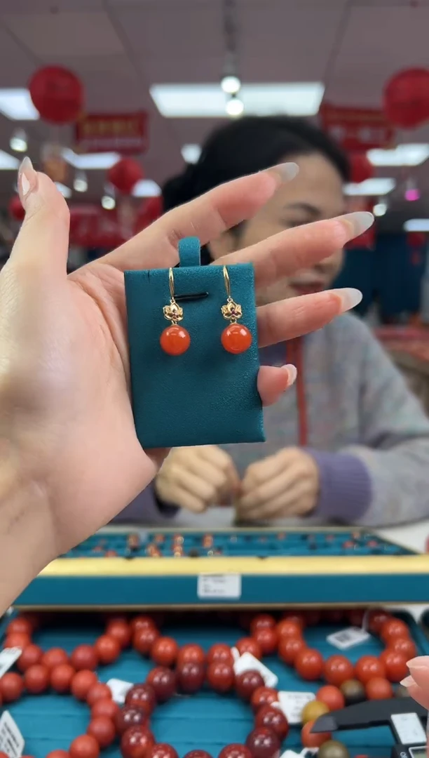 【闪购商品】南红玛瑙耳饰18K金镶嵌1.20-（多样式）