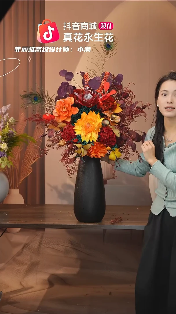 陶瓷图片款式：花+花瓶一整套