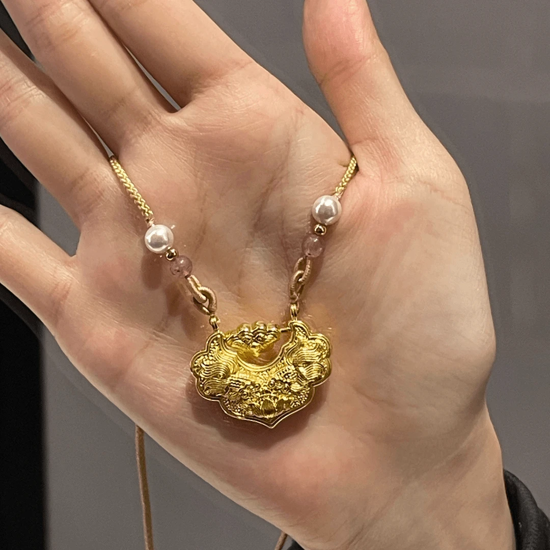 吊坠足银 吊坠足银 【双锦鲤锁吊坠】2025爆款时尚双面手工编绳