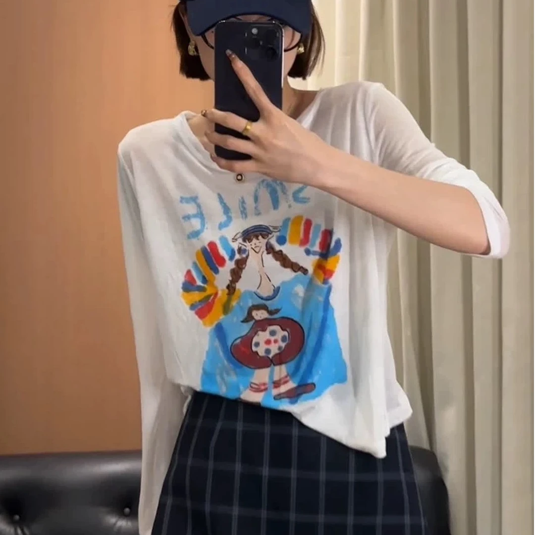 【现货】夏季新款莱赛尔天丝雪花棉防晒衣宽松百搭空调罩衣T恤8962