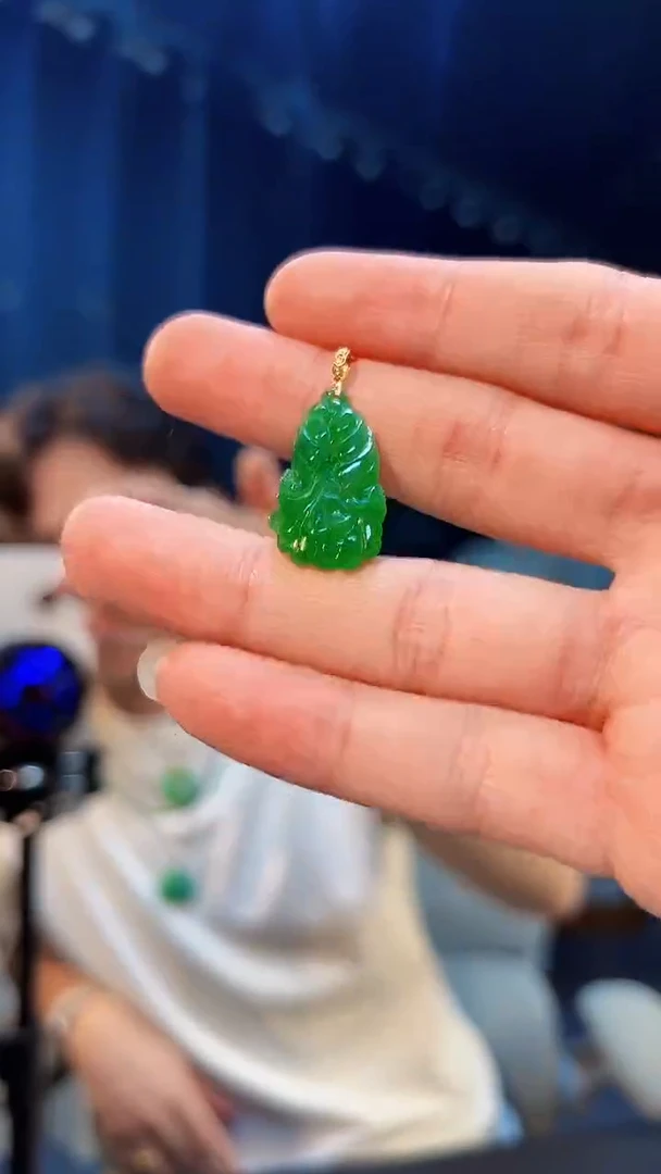 翡翠18K金镶嵌颈饰缅料A货/支持复检/一件