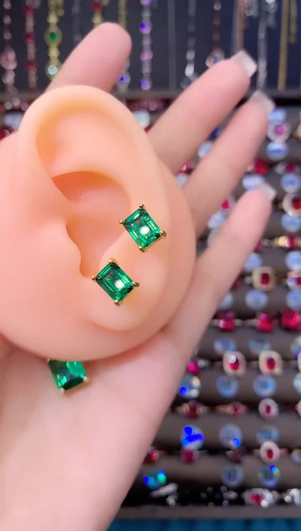 耳坠透辉石银S925镶嵌68金色