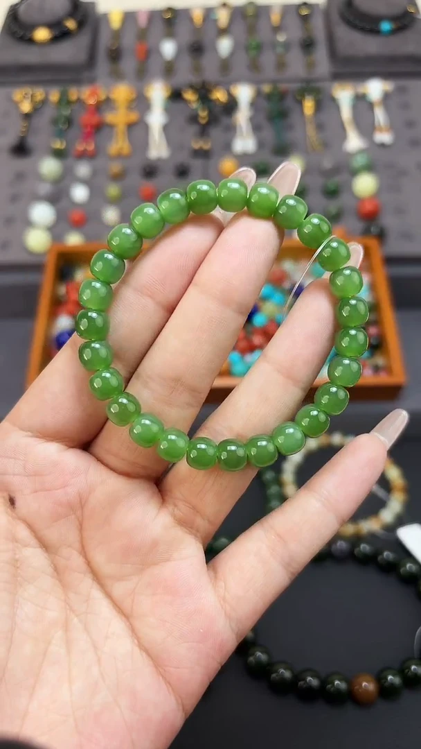 未镶嵌和田玉挂件8mm老型手串