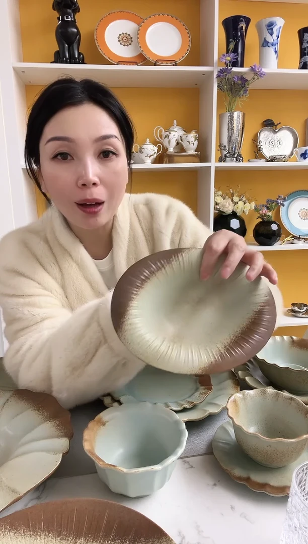 福利款 素泥蓝系列 翻边椭圆盘 22cm