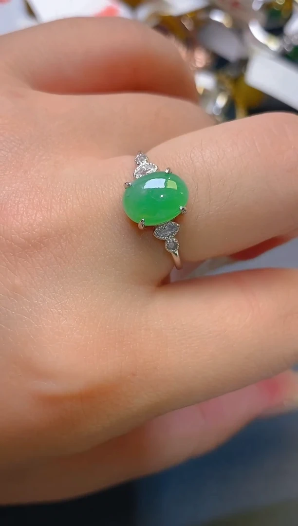 【闪购商品】翡翠耳饰银S925镶嵌天然A货翡翠1