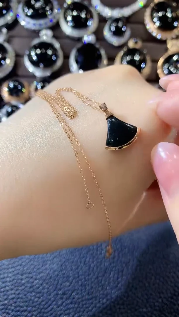 项链18K金镶嵌翡翠A13 多样性发货一件