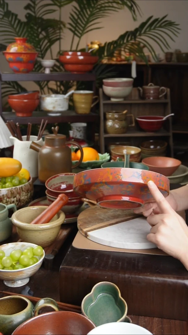 碗景德镇手工高温餐具敦煌竹节盘