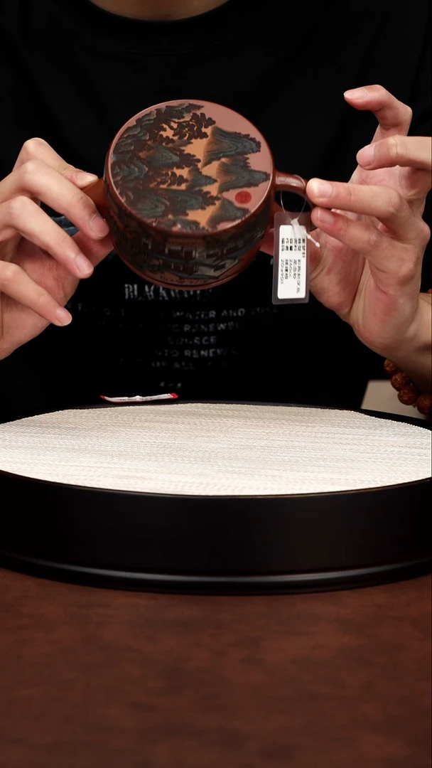茶壶紫砂宜兴紫砂 龙血砂 彩陶刻汉瓦 顾建根 260cc