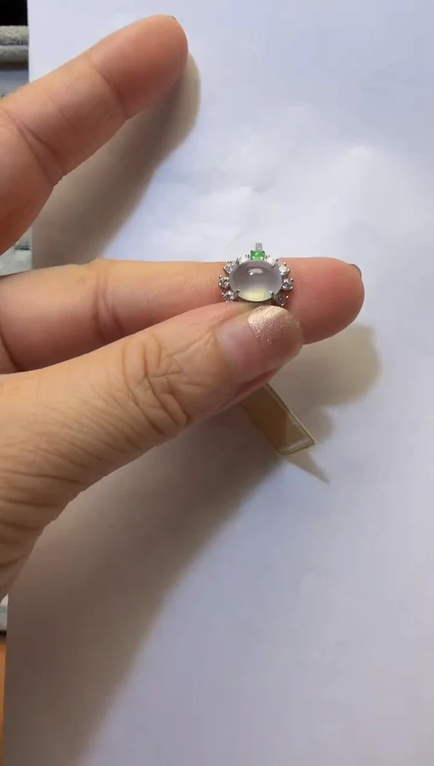 银S925镶嵌戒指翡翠925银镶缅甸A货翡翠戒指