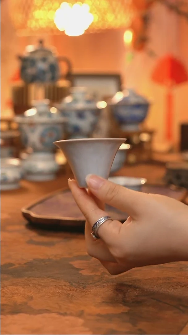 东岳窑木槿紫思柔客杯