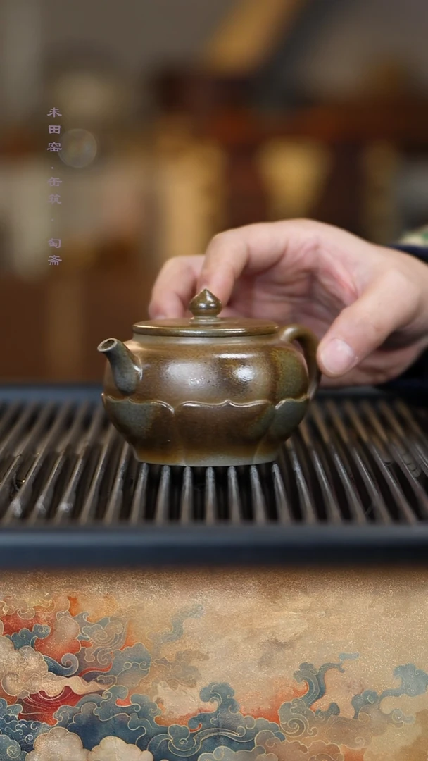 茶壶紫砂柴烧段泥莲台宫灯220cc