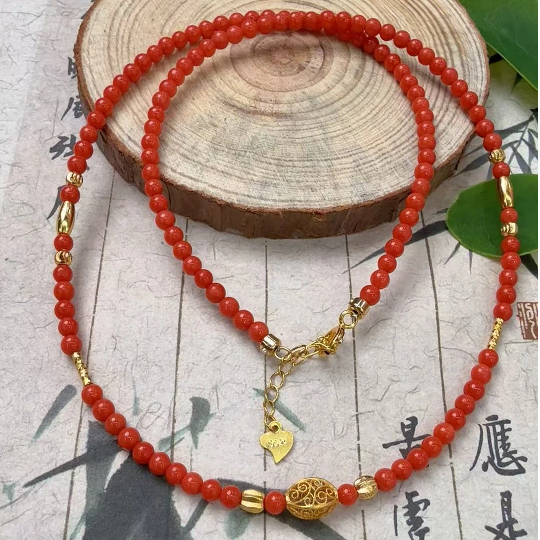 【中展红珊瑚】天然红珊瑚DIY项链 多样性发一