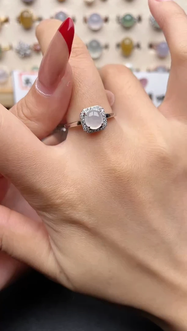 【闪购商品】翡翠戒指银S925镶嵌一物一证一礼盒