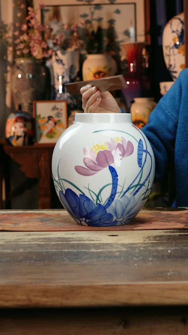 【闪购商品】瓷片景德镇纯手工釉下彩精品花瓶